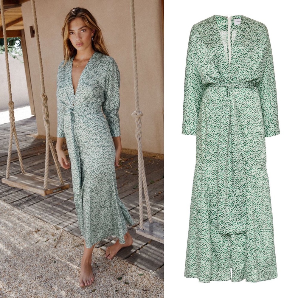 NWT Significant Other Australia Elegant, silky, pretty green print midi Dress
